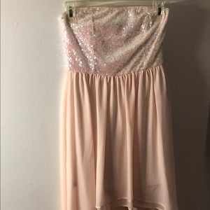 High-Low Sequin Pink Dress